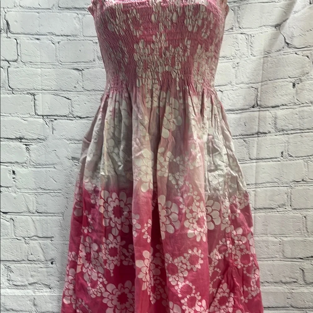 Pink Mini Sundress with Spaghetti Straps and Ombre Design - Picture 3 of 8